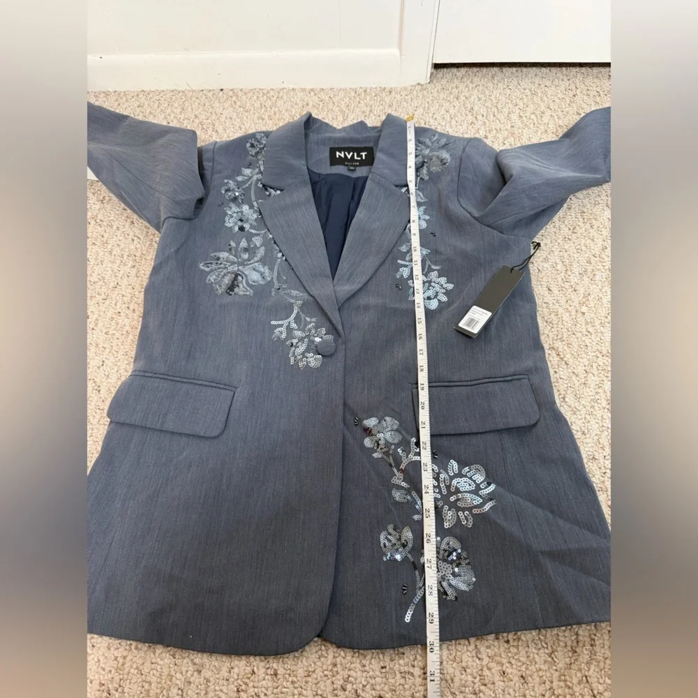NVLT Embellished Bluish Gray Blazer size L new with tag